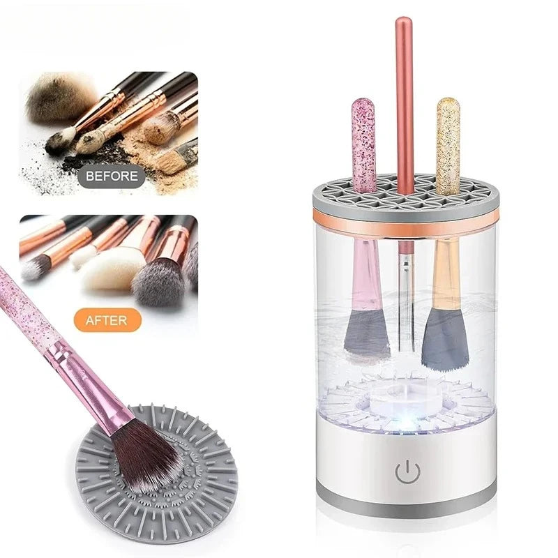 USB Plug Portable Electric Makeup Brush Cleaner with Rubber Makeup Machine For Deep Cleaning One Click Operation Suitable