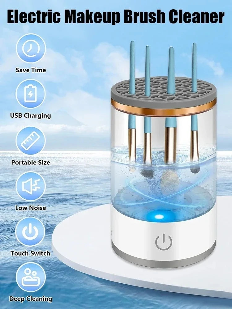 USB Plug Portable Electric Makeup Brush Cleaner with Rubber Makeup Machine For Deep Cleaning One Click Operation Suitable
