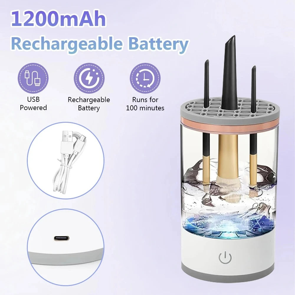 USB Plug Portable Electric Makeup Brush Cleaner with Rubber Makeup Machine For Deep Cleaning One Click Operation Suitable