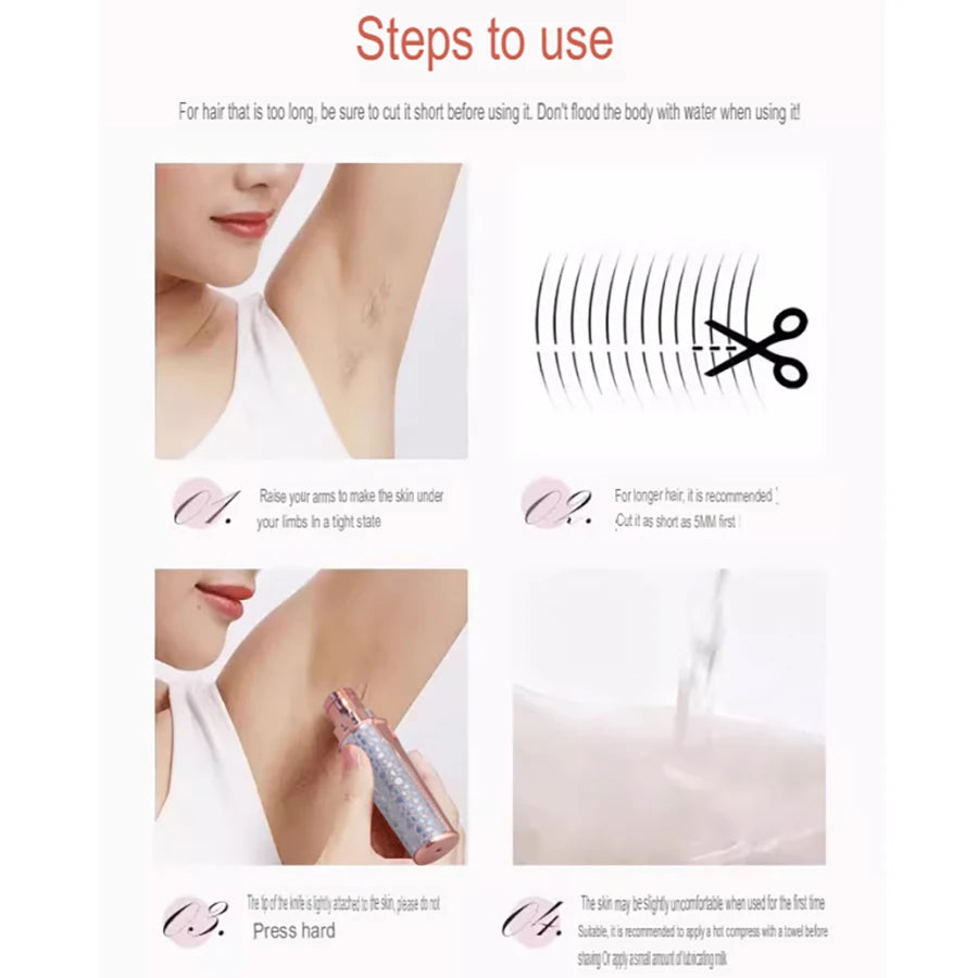 Portable two-in-one electric lipstick shaving device, painless eyebrow shaping shaving device, USB charging