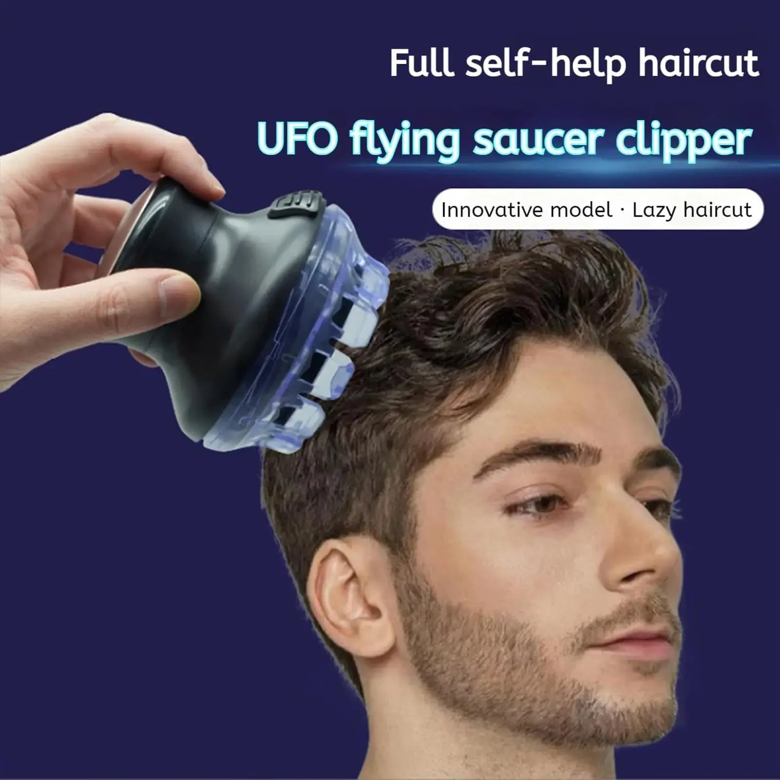 2025 New Round Quick Haircut Wireless Round Hair Clipper with LED Display and Length Adjustable 3-12mm Self Haircutting Kit