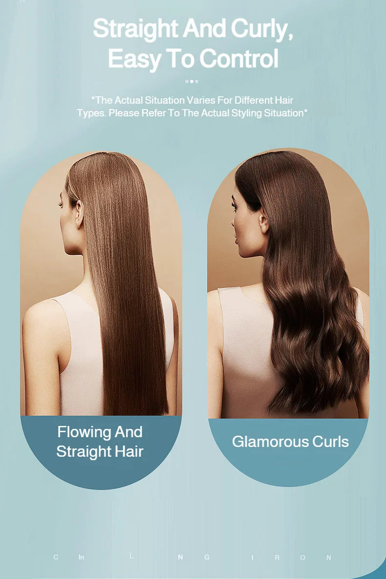 USB Wireless Hair Straightener with Curling and Straightening 2-in-1 Travel Portable Rechargeable Curling Iron  for Less Frizz,