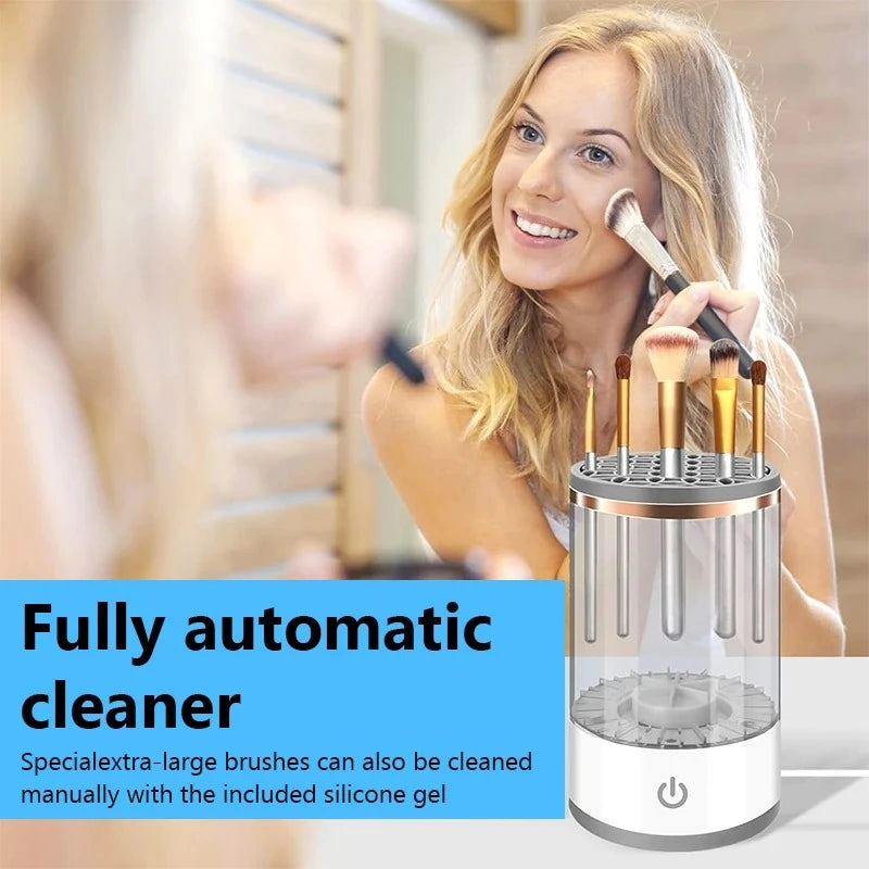 USB Plug Portable Electric Makeup Brush Cleaner with Rubber Makeup Machine For Deep Cleaning One Click Operation Suitable