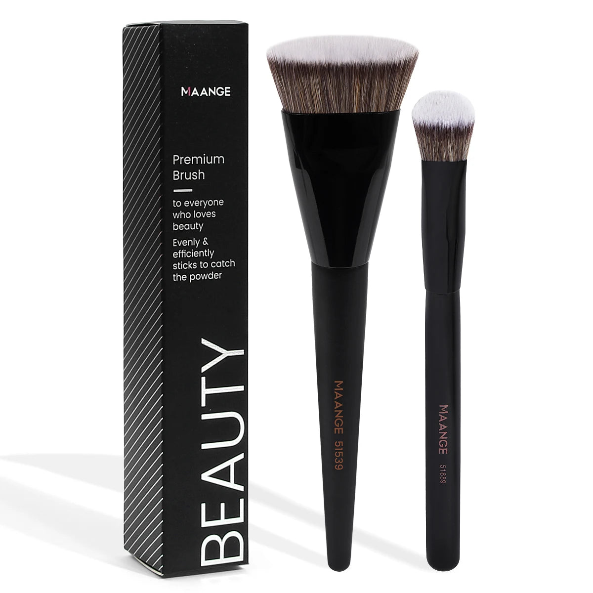 MAANGE 2PCS Flawless Makeup Brush Flat/Angle Foundation Contour Brush Under Eyes Makeup Brush for Liquid Cream Beauty Tools