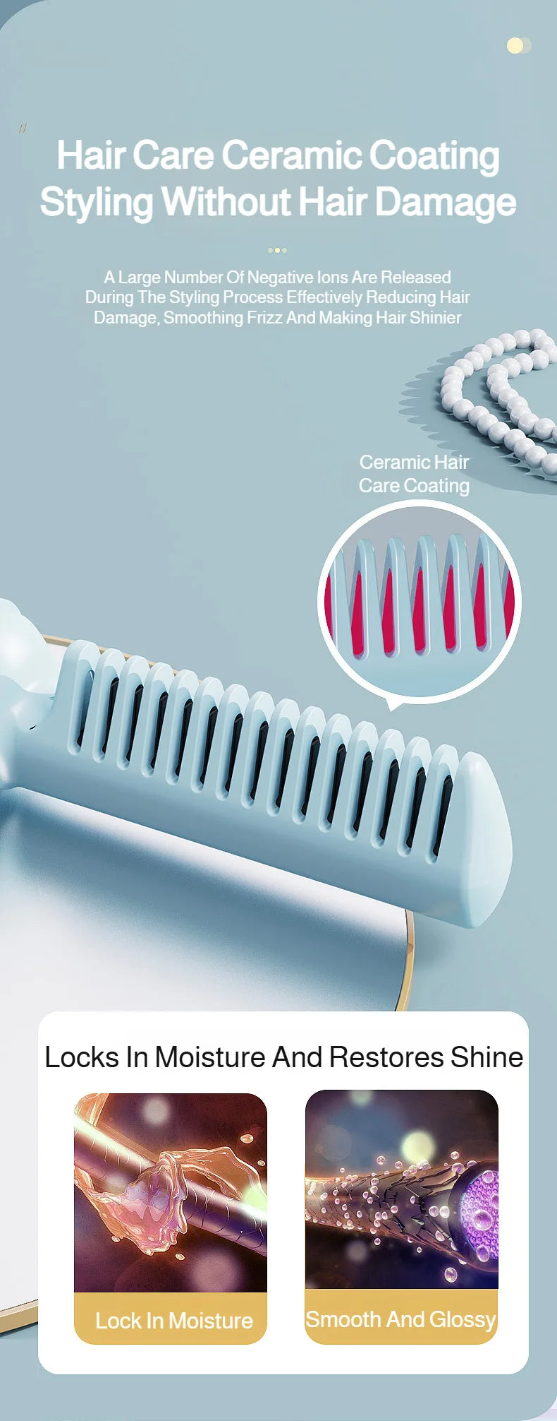 USB Wireless Hair Straightener with Curling and Straightening 2-in-1 Travel Portable Rechargeable Curling Iron  for Less Frizz,