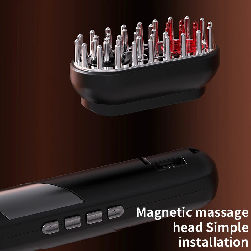 Four-in-one electric massage beauty hair care comb, EMS scalp massage brush, heated vibration red light hair massager, facial ro