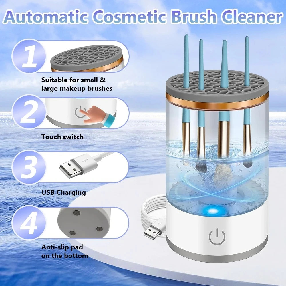 USB Plug Portable Electric Makeup Brush Cleaner with Rubber Makeup Machine For Deep Cleaning One Click Operation Suitable