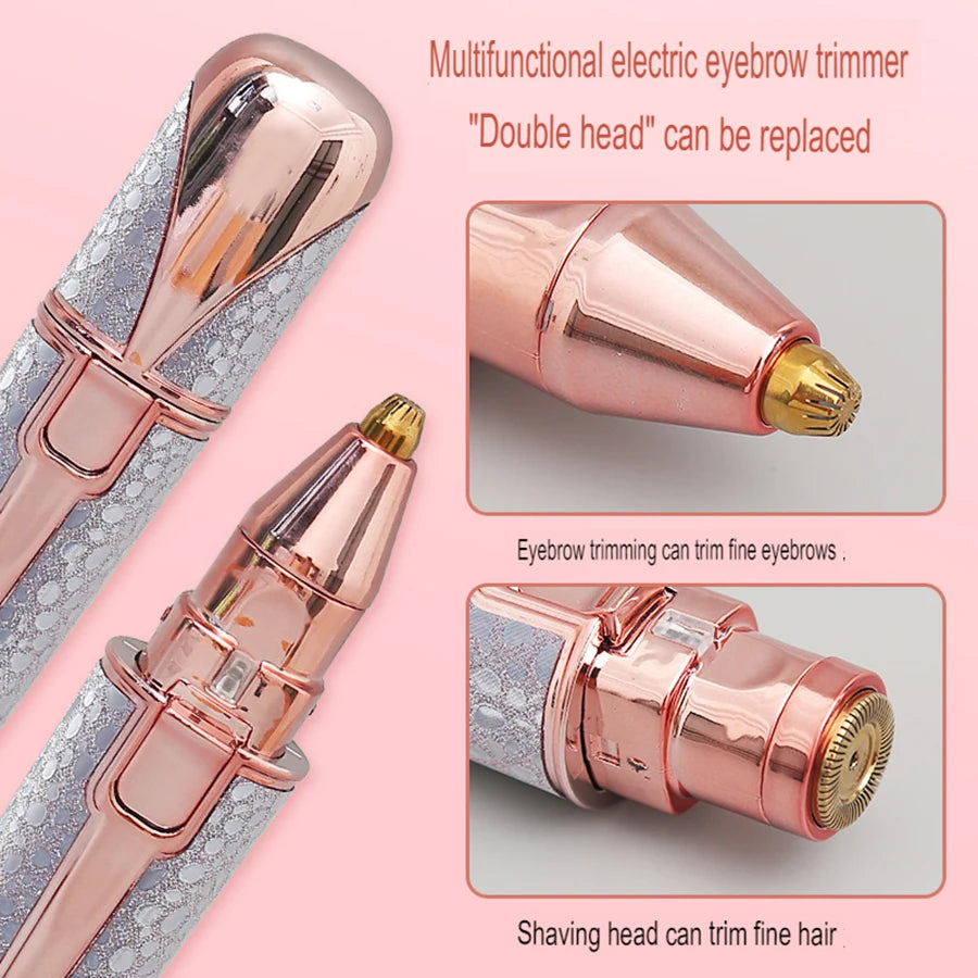 Portable two-in-one electric lipstick shaving device, painless eyebrow shaping shaving device, USB charging