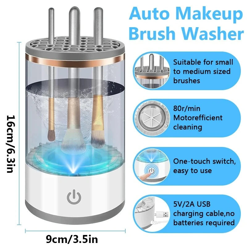USB Plug Portable Electric Makeup Brush Cleaner with Rubber Makeup Machine For Deep Cleaning One Click Operation Suitable