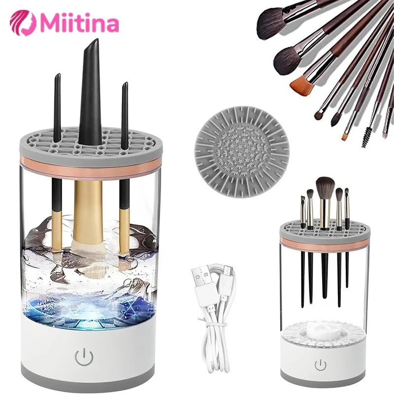 USB Plug Portable Electric Makeup Brush Cleaner with Rubber Makeup Machine For Deep Cleaning One Click Operation Suitable
