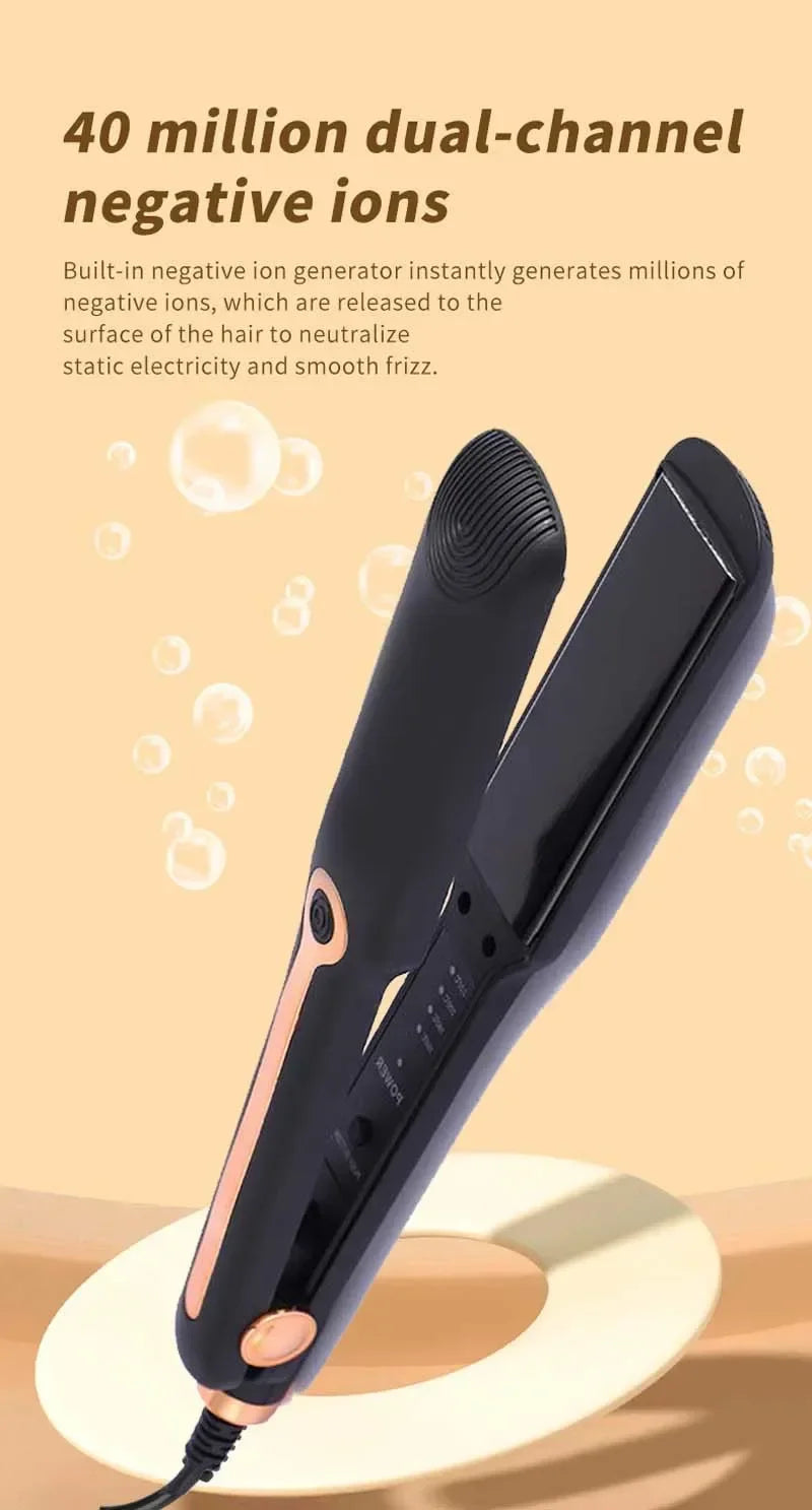 Professional Hair Straightener Curling Iron Ceramic Flat Iron Negative Ion Wide Plate Temperature Adjustable Hair Straightener
