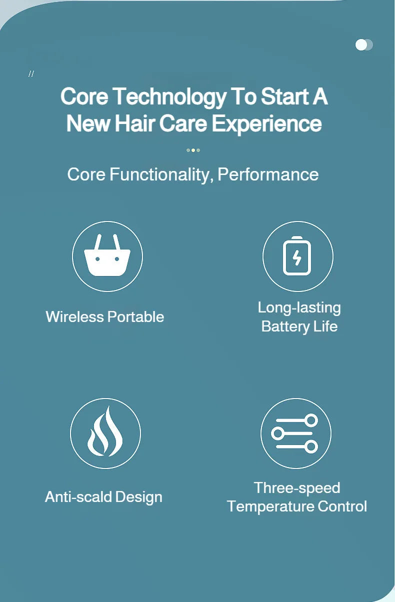 USB Wireless Hair Straightener with Curling and Straightening 2-in-1 Travel Portable Rechargeable Curling Iron  for Less Frizz,