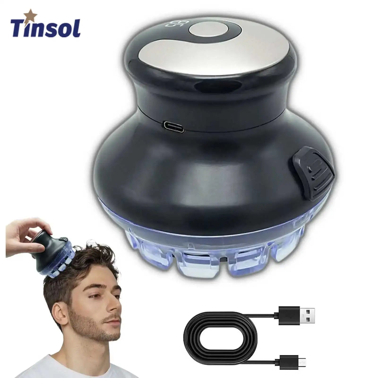 2025 New Round Quick Haircut Wireless Round Hair Clipper with LED Display and Length Adjustable 3-12mm Self Haircutting Kit