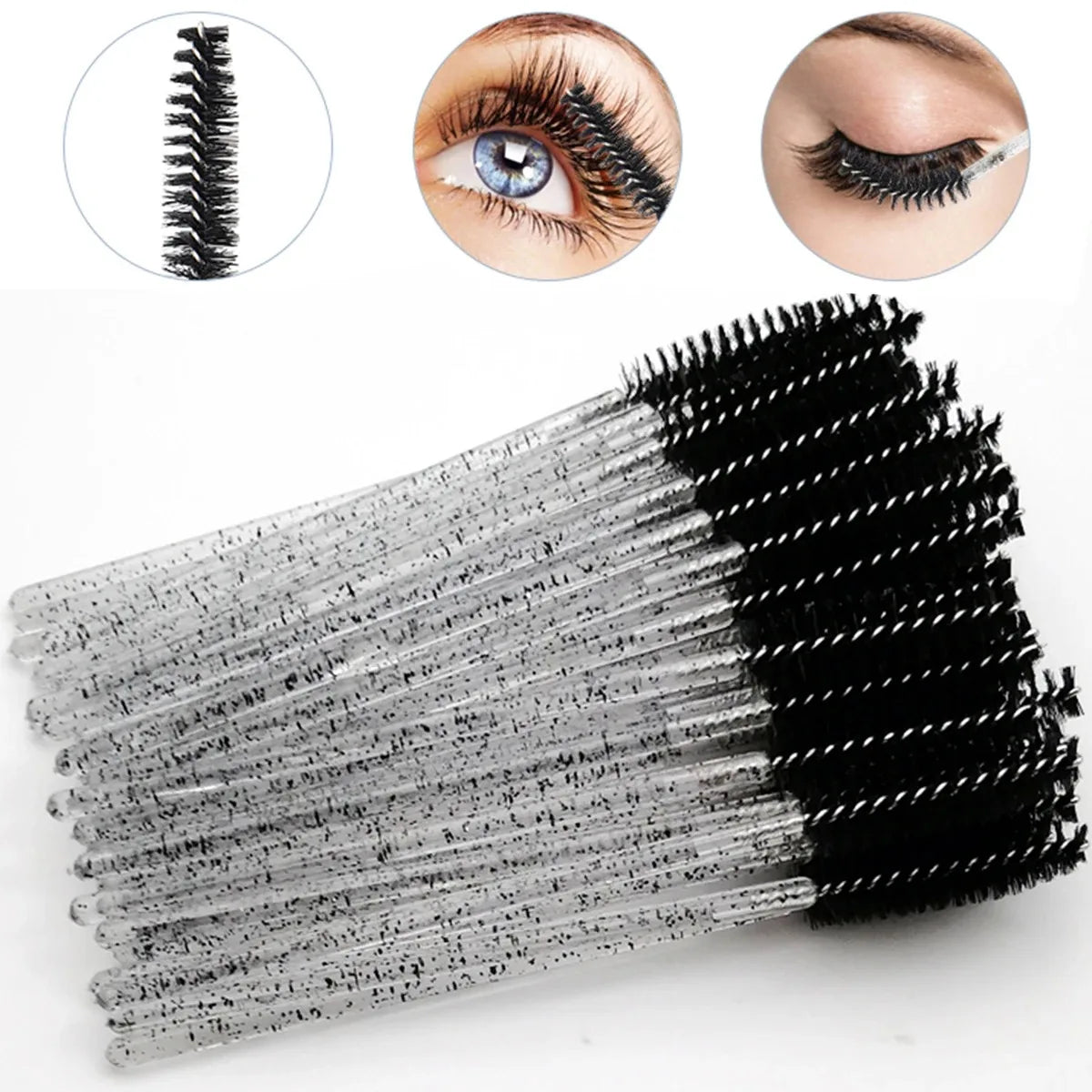 Wholesale 100PCS Mascara Spoolies Disposable Eyelash & Eyebrow Brushes for Salon, Extension & Makeup eyelash extension supplies