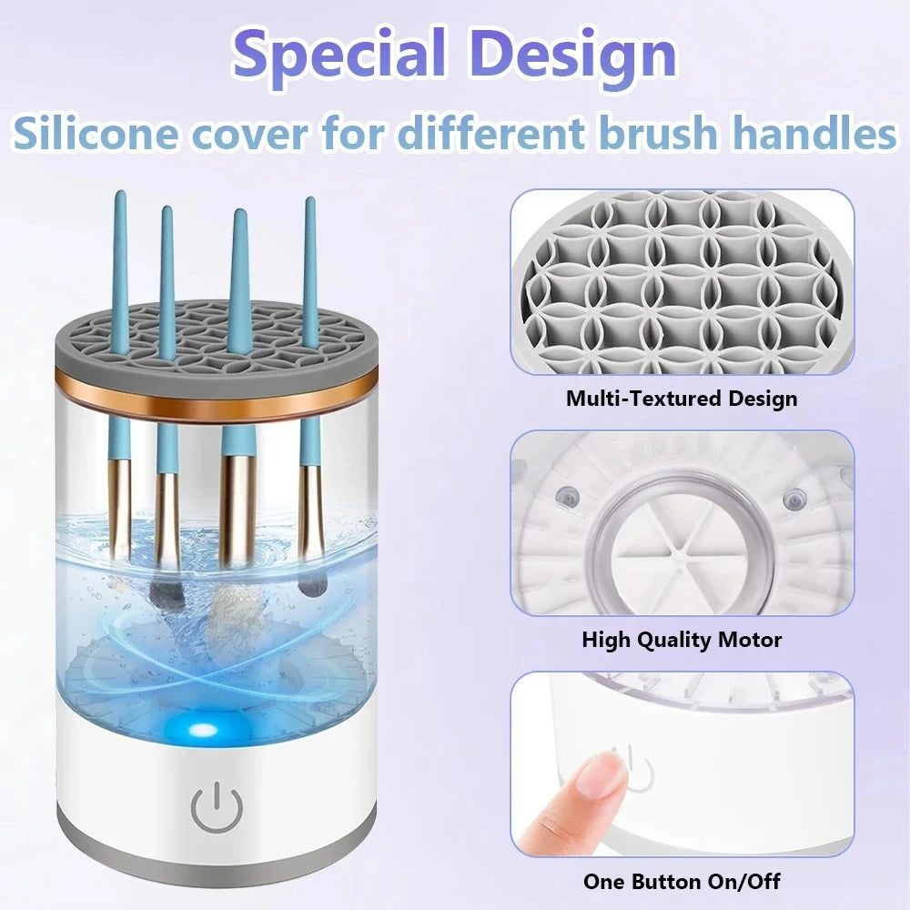 USB Plug Portable Electric Makeup Brush Cleaner with Rubber Makeup Machine For Deep Cleaning One Click Operation Suitable