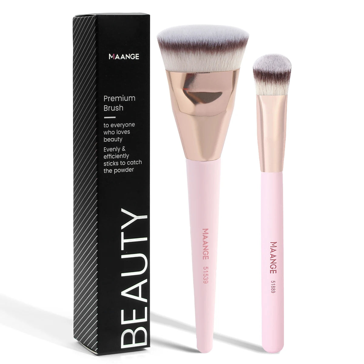 MAANGE 2PCS Flawless Makeup Brush Flat/Angle Foundation Contour Brush Under Eyes Makeup Brush for Liquid Cream Beauty Tools