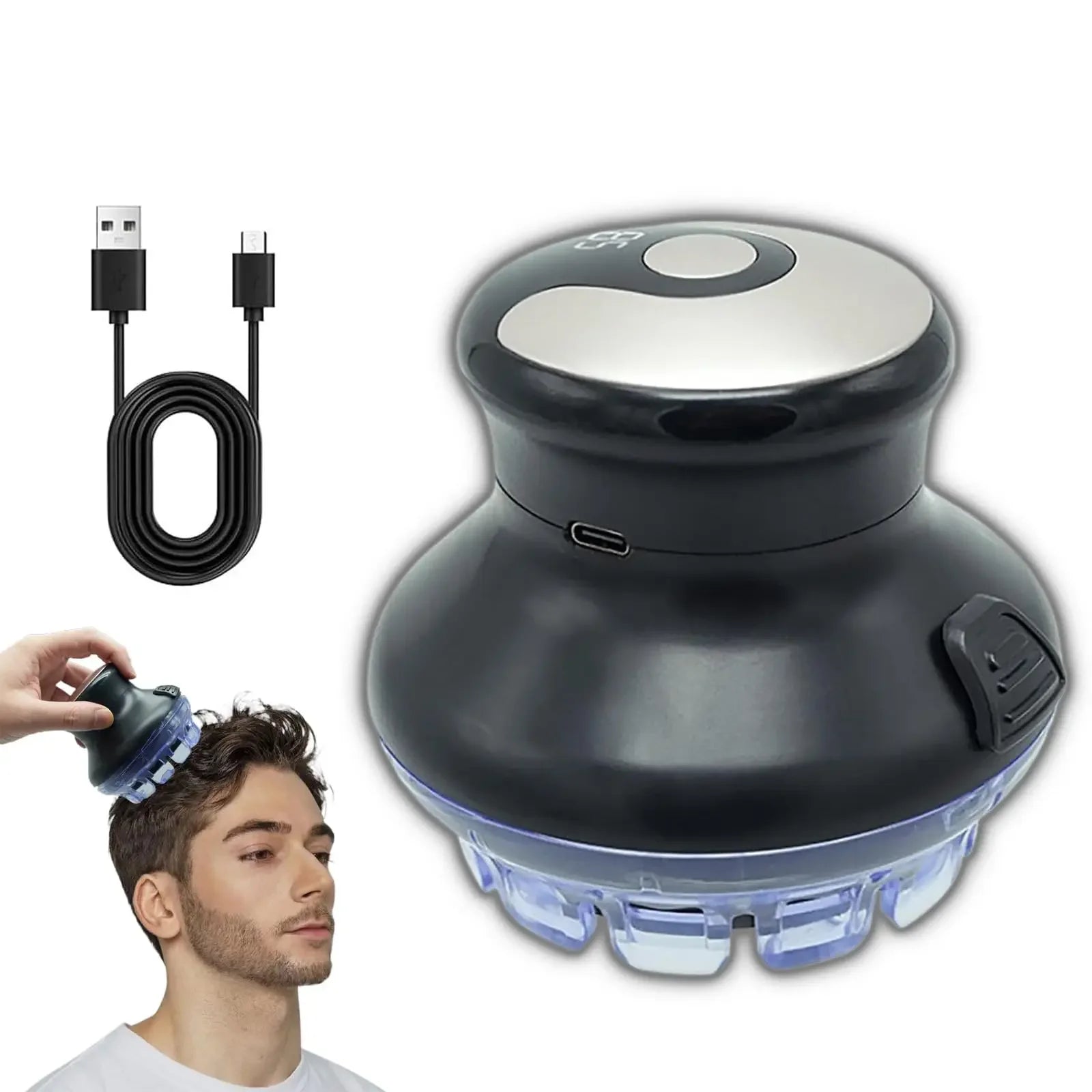 2025 New Round Quick Haircut Wireless Round Hair Clipper with LED Display and Length Adjustable 3-12mm Self Haircutting Kit