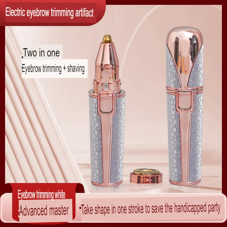 Portable two-in-one electric lipstick shaving device, painless eyebrow shaping shaving device, USB charging