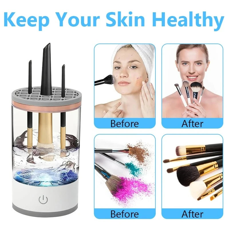 USB Plug Portable Electric Makeup Brush Cleaner with Rubber Makeup Machine For Deep Cleaning One Click Operation Suitable