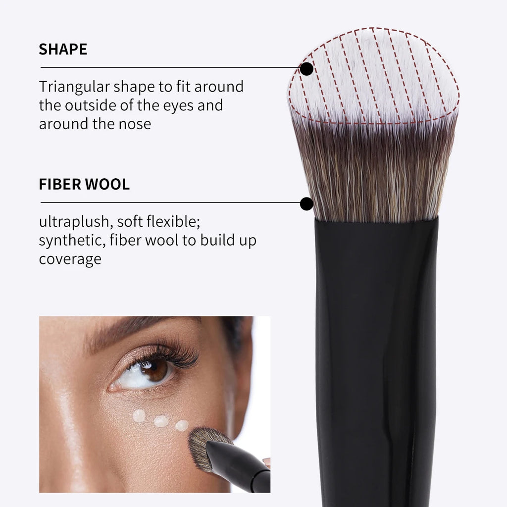 MAANGE 2PCS Flawless Makeup Brush Flat/Angle Foundation Contour Brush Under Eyes Makeup Brush for Liquid Cream Beauty Tools