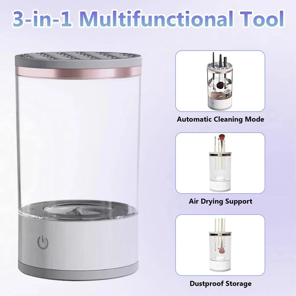 USB Plug Portable Electric Makeup Brush Cleaner with Rubber Makeup Machine For Deep Cleaning One Click Operation Suitable