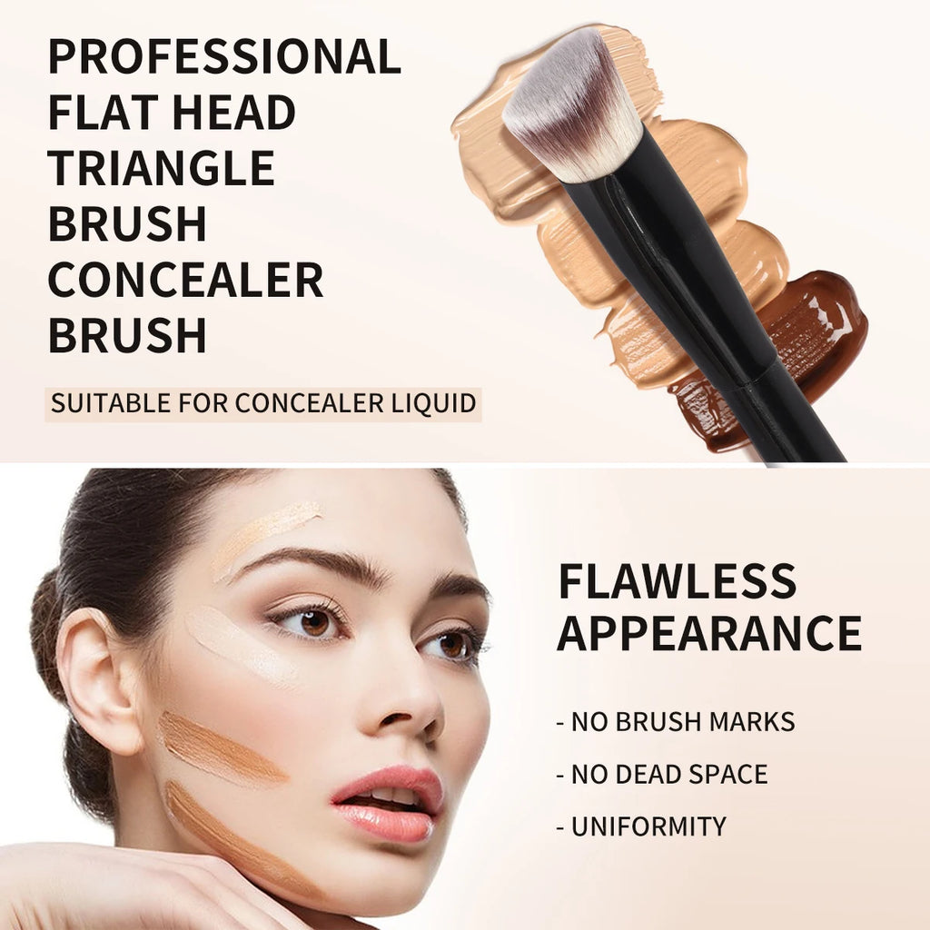 MAANGE 2PCS Flawless Makeup Brush Flat/Angle Foundation Contour Brush Under Eyes Makeup Brush for Liquid Cream Beauty Tools