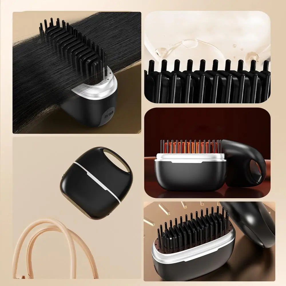 Small Hair Straightener Comb Straighteners Hair Styling Tool Less Frizz Smoother Straightening Brush Straighten Hair Brush