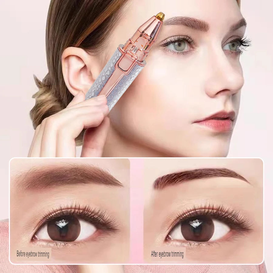 Portable two-in-one electric lipstick shaving device, painless eyebrow shaping shaving device, USB charging